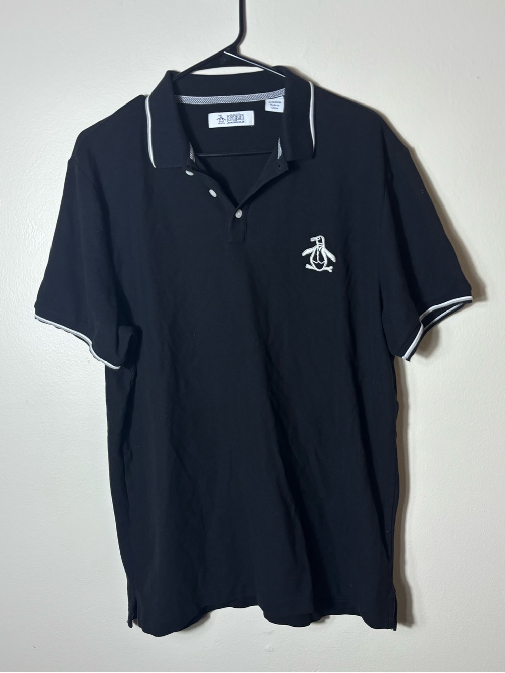 Penguin By Munsingwear Polo Men’s XL Black Short Sleeve White Embroidery